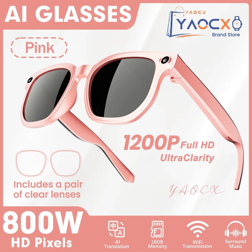 2026 New 800W Camera Smart Glasses 1200P Photo Video Recording 16GB Bluetooth Call Translation Music Sunglasses SmartGlasses Men
2026 New 800W Camera Smart Glasses 1200P Photo Video Recording 16GB Bluetooth Call Translation Music Sunglasses SmartGlasses Men