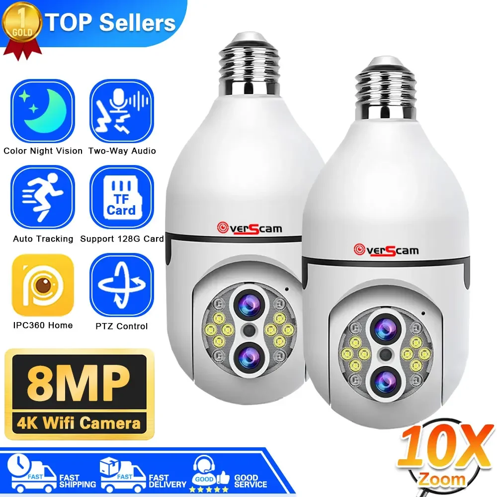 10X PTZ Zoom 4K 8MP Wifi E27 Bulb Security Baby Monitor Wireless Automatic Human Tracking Dual Lens Light Surveillance Cameras
10X PTZ Zoom 4K 8MP Wifi E27 Bulb Security Baby Monitor Wireless Automatic Human Tracking Dual Lens Light Surveillance Cameras