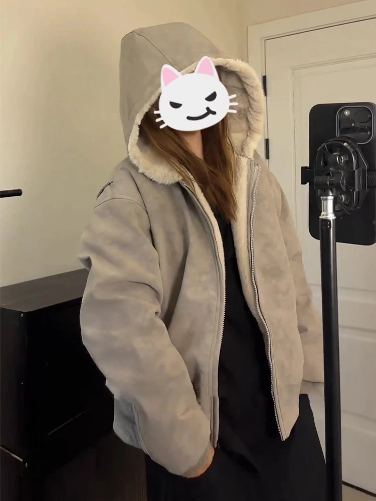 American Sle PU Leather Jaet Cotton Coat Hooded Thiened Winter Coat Women's Men's Warm Cold Proofing Jaet
American Sle PU Leather Jaet Cotton Coat Hooded Thiened Winter Coat Women's Men's Warm Cold Proofing Jaet