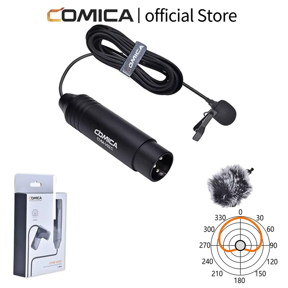 COMICA CVM-V02C 1.8M XLR Cardioid Lavalier Microphone with Lapel Clip, Windscreen and Wind Muff Vlog/Interview/Broadcasting Mic
COMICA CVM-V02C 1.8M XLR Cardioid Lavalier Microphone with Lapel Clip, Windscreen and Wind Muff Vlog/Interview/Broadcasting Mic