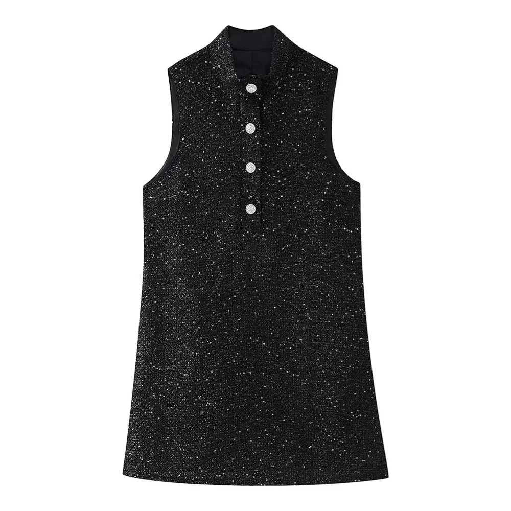 UNIZERA bead embellished texture mini dress button embellishment autumn and winter new women's dress
UNIZERA bead embellished texture mini dress button embellishment autumn and winter new women's dress