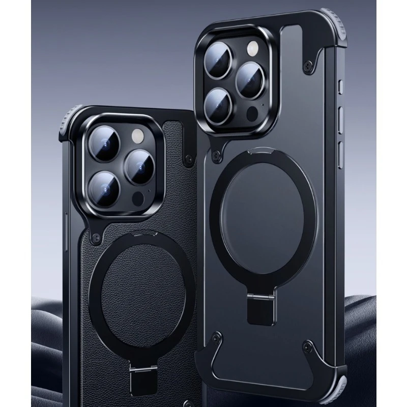 Aluminum Alloy Magnetic Stand Rimless Shockproof Phone CaseMetal Lens Shell Frosted Matte Back Cover for IPhone 13 14 15 Pro Max
Aluminum Alloy Magnetic Stand Rimless Shockproof Phone CaseMetal Lens Shell Frosted Matte Back Cover for IPhone 13 14 15 Pro Max