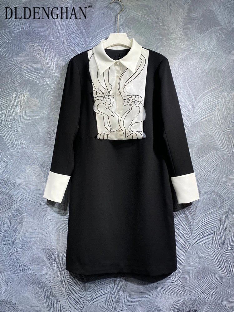 DLDENGHAN Spring Dress Women Long Sleeve Ruffles Contrasting Colors Patchwork Office Lady Mini Dresses Fashion Designer New
DLDENGHAN Spring Dress Women Long Sleeve Ruffles Contrasting Colors Patchwork Office Lady Mini Dresses Fashion Designer New
