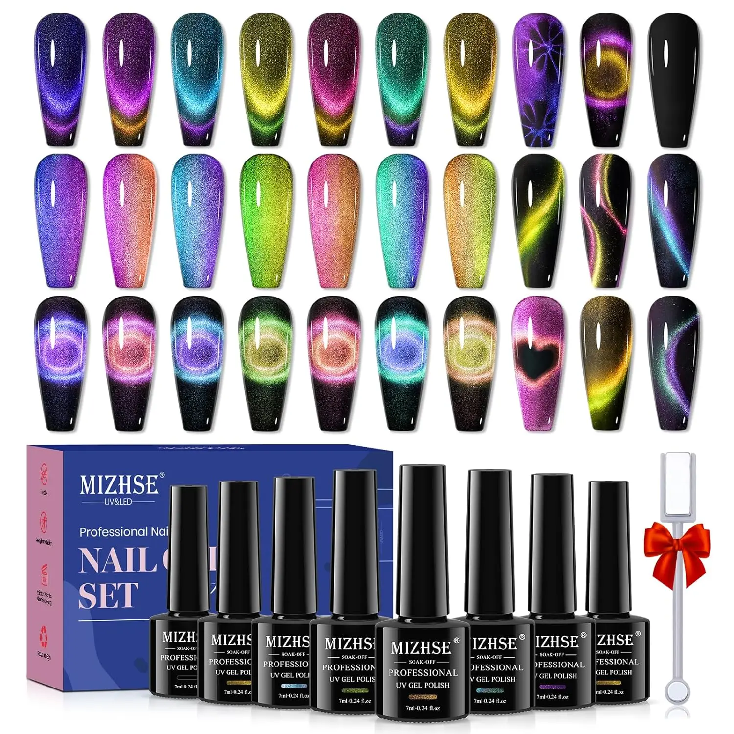 8 Colors 9D Cat Eye Gel Nail Polish Kit with Magnet Stick, Galaxy Glitter Chameleon Effect, Soak Off Nail Art Design
8 Colors 9D Cat Eye Gel Nail Polish Kit with Magnet Stick, Galaxy Glitter Chameleon Effect, Soak Off Nail Art Design