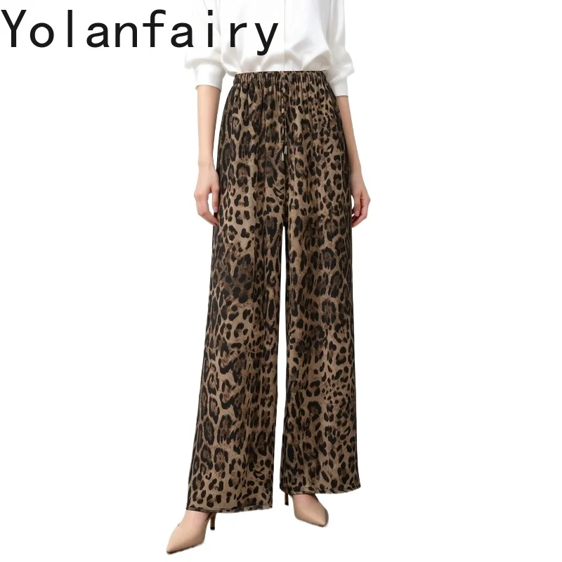 YOLANFAIRY 100% Real Mulberry Silk Pants Women Vintage Leopard Print Silk Crepe Wide Leg Pants Straight Trousers Casual Pants
YOLANFAIRY 100% Real Mulberry Silk Pants Women Vintage Leopard Print Silk Crepe Wide Leg Pants Straight Trousers Casual Pants
