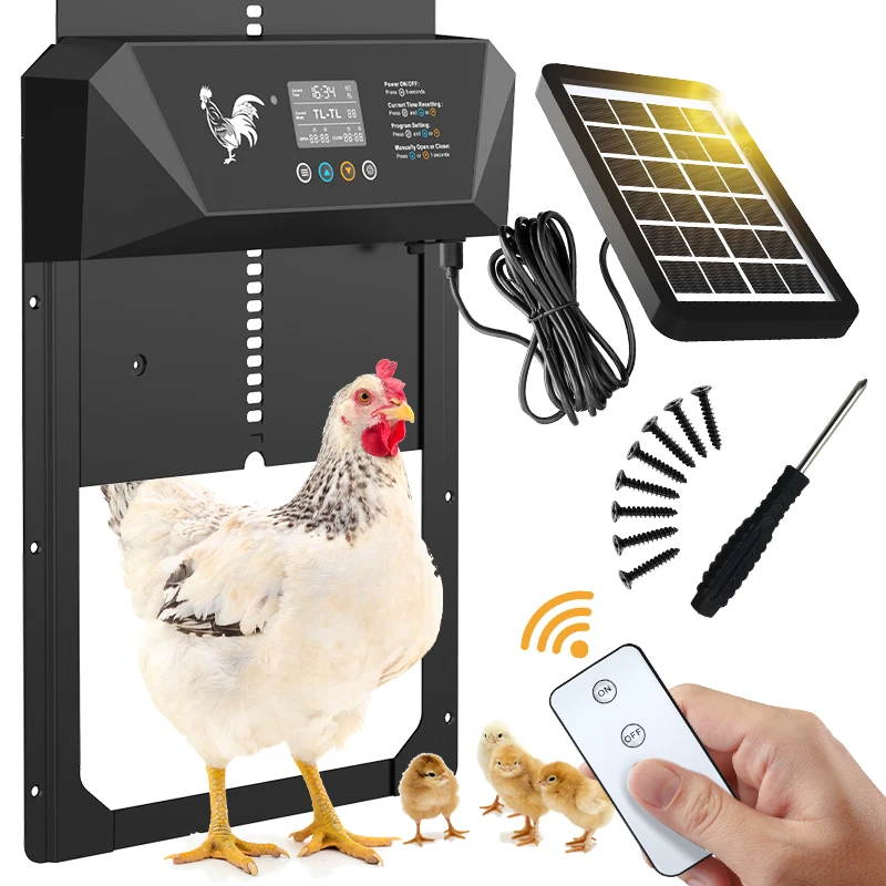 Solar Powered Fully Automatic Chicken Coop Door with LCD Display Anti Pinch Protection for Easy Coop Management
Solar Powered Fully Automatic Chicken Coop Door with LCD Display Anti Pinch Protection for Easy Coop Management