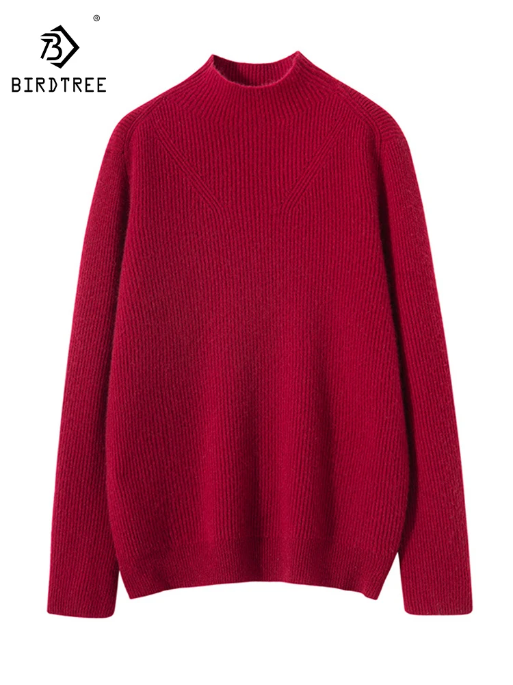 Birdtree 100% Cashmere Elegant Sweater Women's Autumn/Winter Loose Solid Thickened Pullover Bottom Knitted Sweater New T39205QC
Birdtree 100% Cashmere Elegant Sweater Women's Autumn/Winter Loose Solid Thickened Pullover Bottom Knitted Sweater New T39205QC