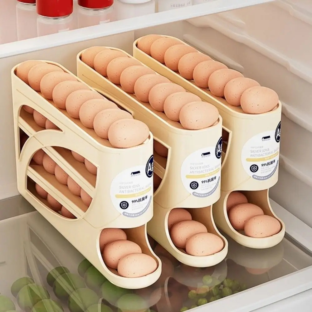 Plastic 4-Tier Automatic Rolling Egg Rack Anti-Drop Fresh-Keeping Fridge Egg Dispenser Large Capacity Space Saving Egg Holder
Plastic 4-Tier Automatic Rolling Egg Rack Anti-Drop Fresh-Keeping Fridge Egg Dispenser Large Capacity Space Saving Egg Holder