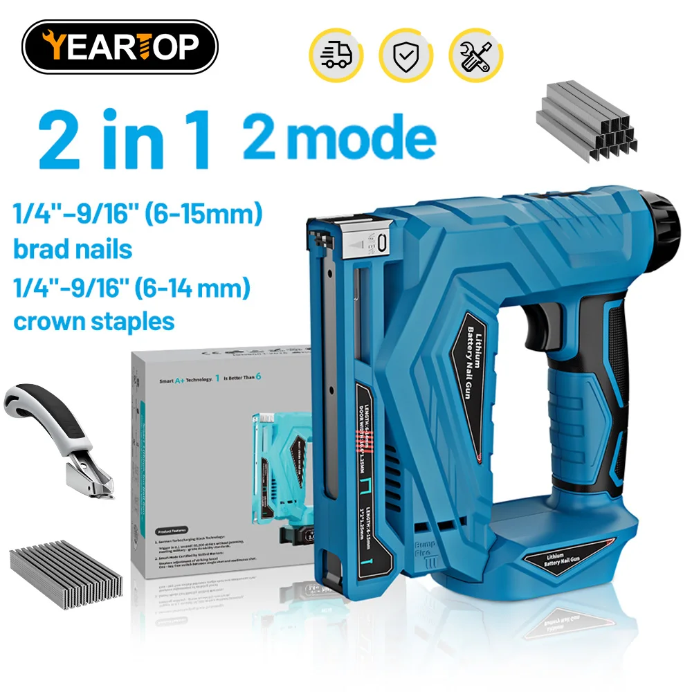 YEARTOP Mini Wireless Electric Nail Stapler Gun Depth Adjust 2 Mode Stapler Woodworking Framing Gun Tools For Makita 18V Battery
YEARTOP Mini Wireless Electric Nail Stapler Gun Depth Adjust 2 Mode Stapler Woodworking Framing Gun Tools For Makita 18V Battery