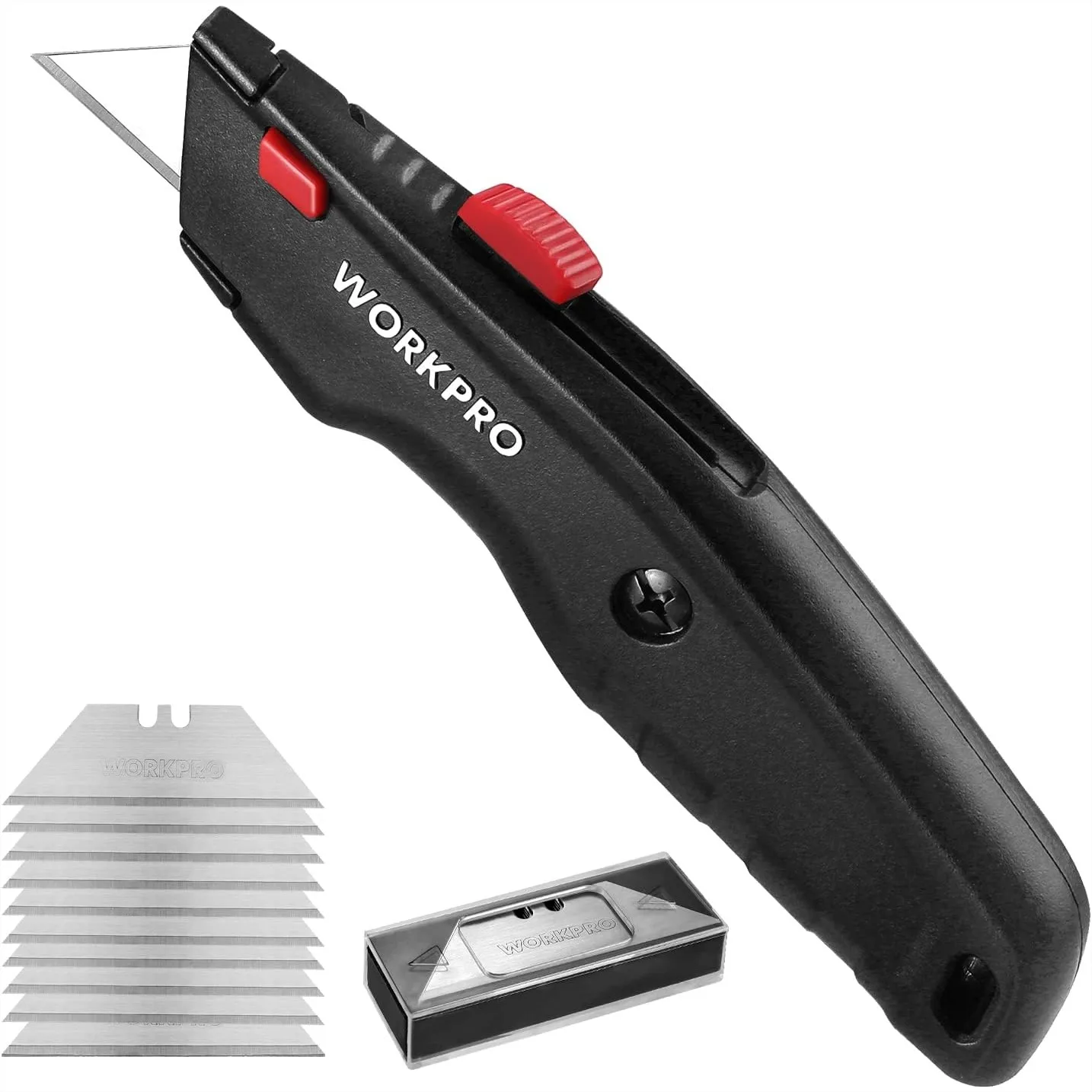 Heavy Duty Utility Knife Retractable Box Cutter With 10 Extra Blades For Cardboard And Packaging
Heavy Duty Utility Knife Retractable Box Cutter With 10 Extra Blades For Cardboard And Packaging