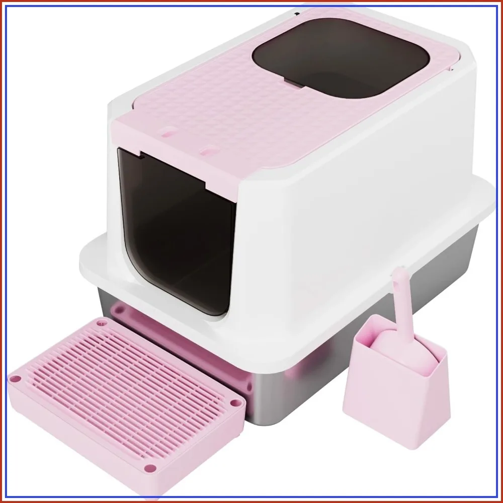 Large Enclosed Stainless Steel Cat Litter Box – Top & Front Entry, High-Sided Anti-Tracking Non-Stick Pan with Odor Control
Large Enclosed Stainless Steel Cat Litter Box – Top & Front Entry, High-Sided Anti-Tracking Non-Stick Pan with Odor Control