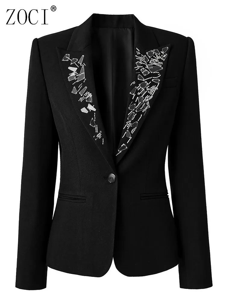 ZOCI Fashion Women's Blazer Black Beaded Collar Female Suit Jackets Luxury Single Button Office Lady Coats 2025 Summer New
ZOCI Fashion Women's Blazer Black Beaded Collar Female Suit Jackets Luxury Single Button Office Lady Coats 2025 Summer New