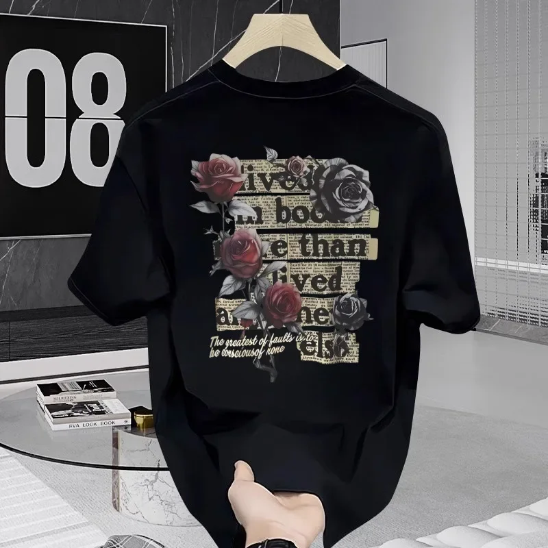 Fun Rose Printed T-shirt Men's Summer 100% Cotton Short Sleeve Loose Breathable Outdoor High Street Fashion Short Sleeve Top
Fun Rose Printed T-shirt Men's Summer 100% Cotton Short Sleeve Loose Breathable Outdoor High Street Fashion Short Sleeve Top