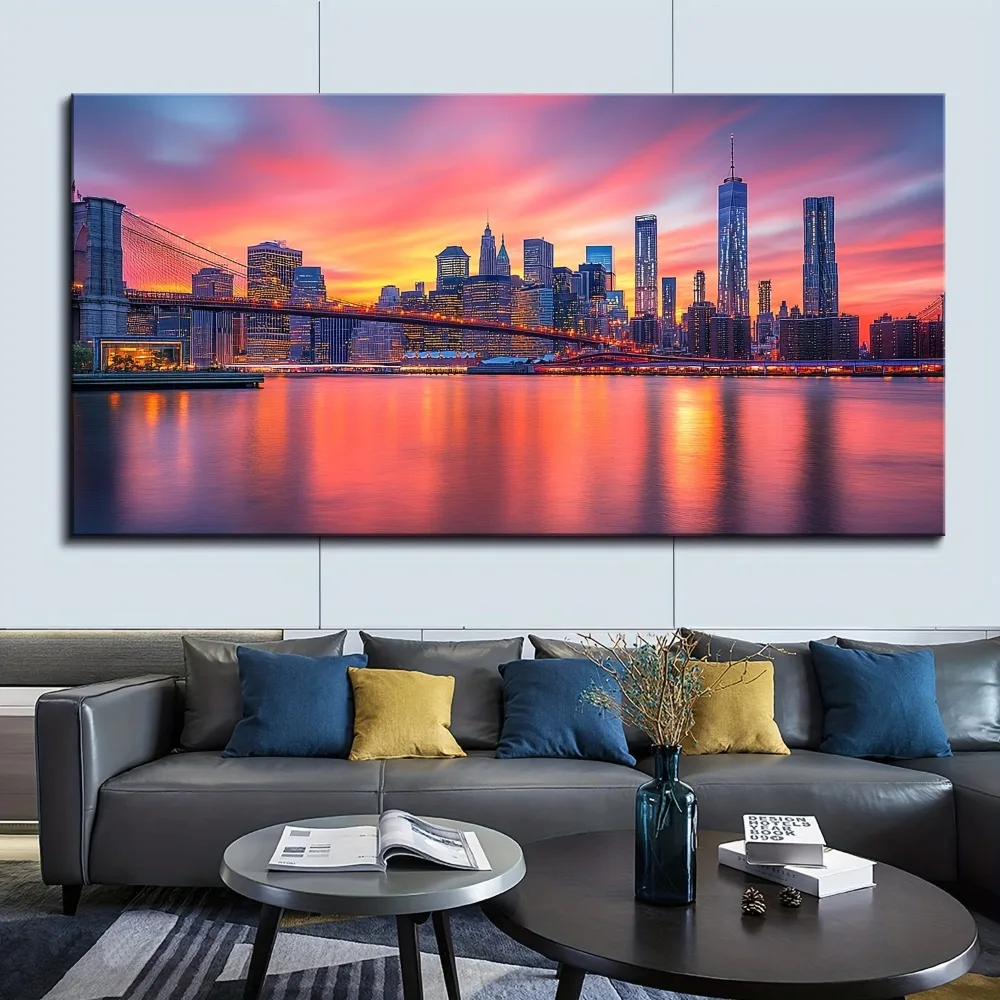 1.5 inch thick pine frame, New York Manhattan night view Brooklyn Bridge wall decoration, interior decoration hanging pictures
1.5 inch thick pine frame, New York Manhattan night view Brooklyn Bridge wall decoration, interior decoration hanging pictures