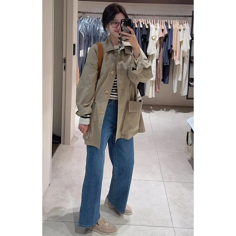 Chic Workwear Sle Women's Long Coat with Belt oulder Drop Lapel Single Button Fastening Utili Outerwear for Autumn
Chic Workwear Sle Women's Long Coat with Belt oulder Drop Lapel Single Button Fastening Utili Outerwear for Autumn