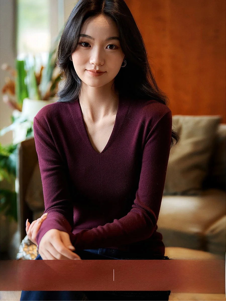 Elegant Woolen Knitted Slim Fit Long Sleeve V-Neck Top Women's Fashion Spring New Arrival Soft Comfortable Breathable
Elegant Woolen Knitted Slim Fit Long Sleeve V-Neck Top Women's Fashion Spring New Arrival Soft Comfortable Breathable