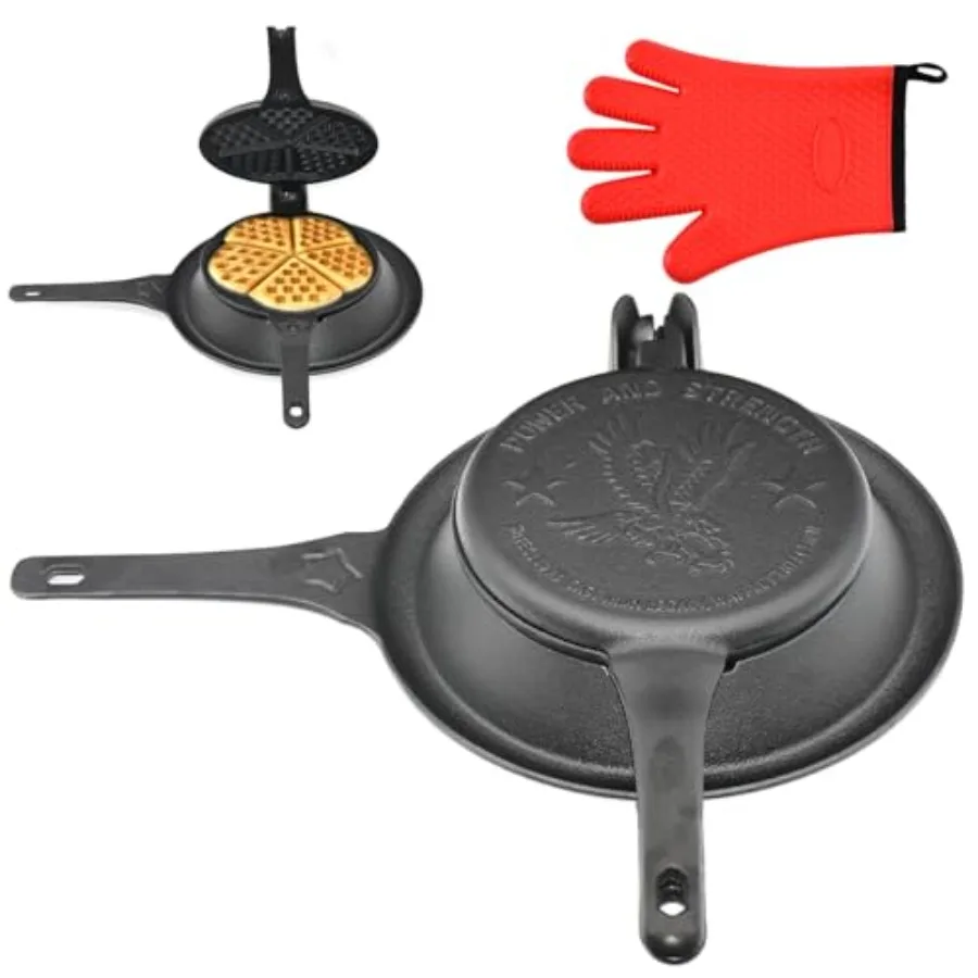 Cast Iron Waffle Maker Stove Top American Waffle Maker Pre-Seasoned Round 5-in-1 Shape Designs PFOA Free Non-Coated Surface Waf
Cast Iron Waffle Maker Stove Top American Waffle Maker Pre-Seasoned Round 5-in-1 Shape Designs PFOA Free Non-Coated Surface Waf