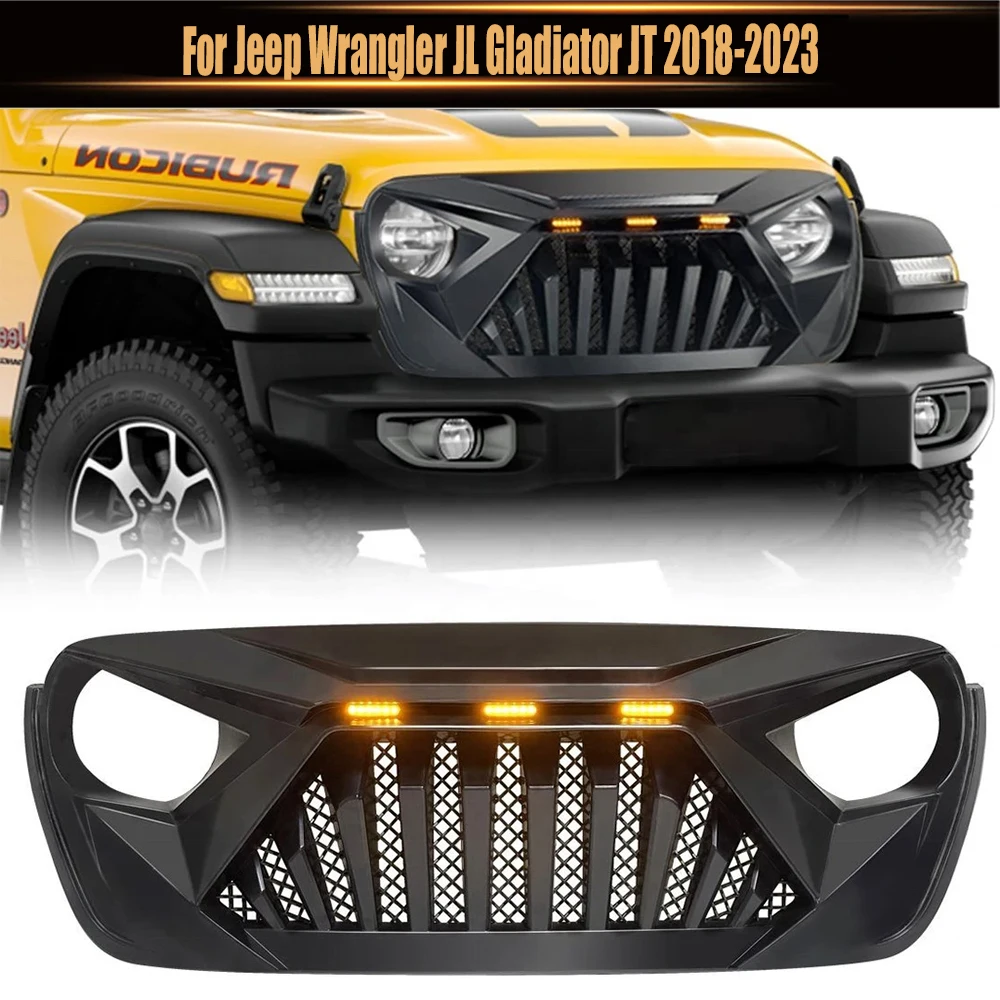 For Jeep Wrangler JL Gladiator JT 2018-2023 Car Bumper Grills Grill Mesh Cover Radiator Front Grille With LED Lights Fit
For Jeep Wrangler JL Gladiator JT 2018-2023 Car Bumper Grills Grill Mesh Cover Radiator Front Grille With LED Lights Fit
