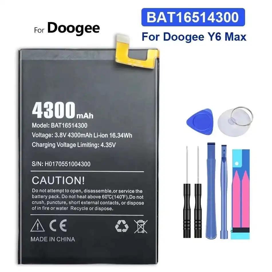 Аккумулятор большой емкости для мобильного телефона Doogee Y6 Max Y6Max 4300 мАч BAT16514300
Аккумулятор большой емкости для мобильного телефона Doogee Y6 Max Y6Max 4300 мАч BAT16514300