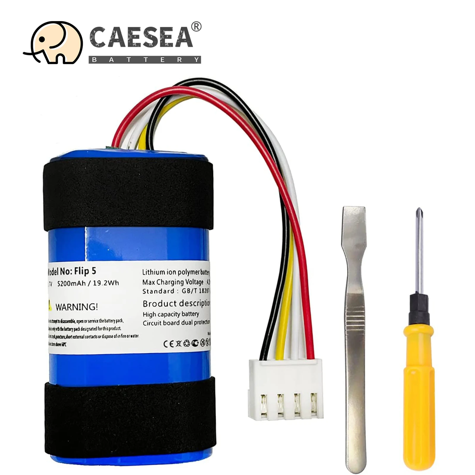 CAESEA Replacement Battery 5200mAh, Suitable for JBL Flip 5, Flip5, Part Number SUN-INTE-152, 1INR19/66-2, ID1060-B
CAESEA Replacement Battery 5200mAh, Suitable for JBL Flip 5, Flip5, Part Number SUN-INTE-152, 1INR19/66-2, ID1060-B
