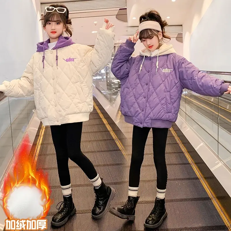 2023 New Winter Cotton Clothes Girls' Plush Thickened Hooded Cost Fake Two Pieces Letter Print Drawstring Fashionable 5-14 Yrs
2023 New Winter Cotton Clothes Girls' Plush Thickened Hooded Cost Fake Two Pieces Letter Print Drawstring Fashionable 5-14 Yrs