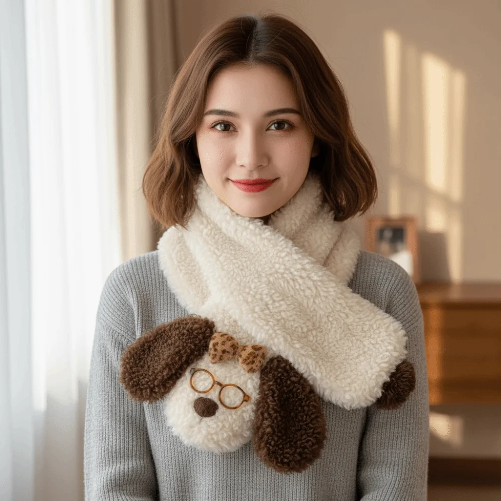 Simple Knitted Glasses Puppy Scarf Lamb Dog Plush Scarf Korean Style Solid Color Winter Cashmere Scarves Girl
Simple Knitted Glasses Puppy Scarf Lamb Dog Plush Scarf Korean Style Solid Color Winter Cashmere Scarves Girl