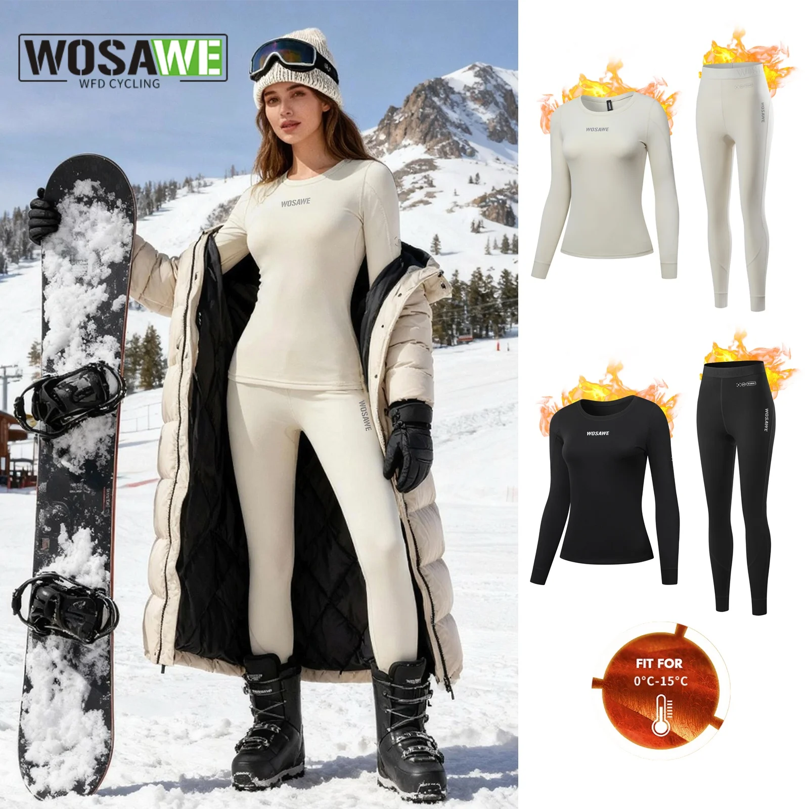 WOSAWE Women Ski Thermal Underwear Sets Moisture-wicking & Quick Drying Tight Crew Neck Seamless knitted Base Layer
WOSAWE Women Ski Thermal Underwear Sets Moisture-wicking & Quick Drying Tight Crew Neck Seamless knitted Base Layer