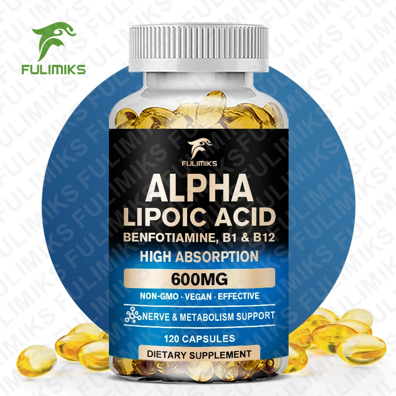 Alpha Lipoic Acid Capsules 600mg - ALA powerful antioxidant for Nerve, Energy & Metabolism Support Non-GMO
Alpha Lipoic Acid Capsules 600mg - ALA powerful antioxidant for Nerve, Energy & Metabolism Support Non-GMO