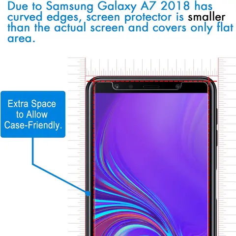 2/4Pcs Tempered Glass For Samsung Galaxy A7 2018 HD Screen Protector