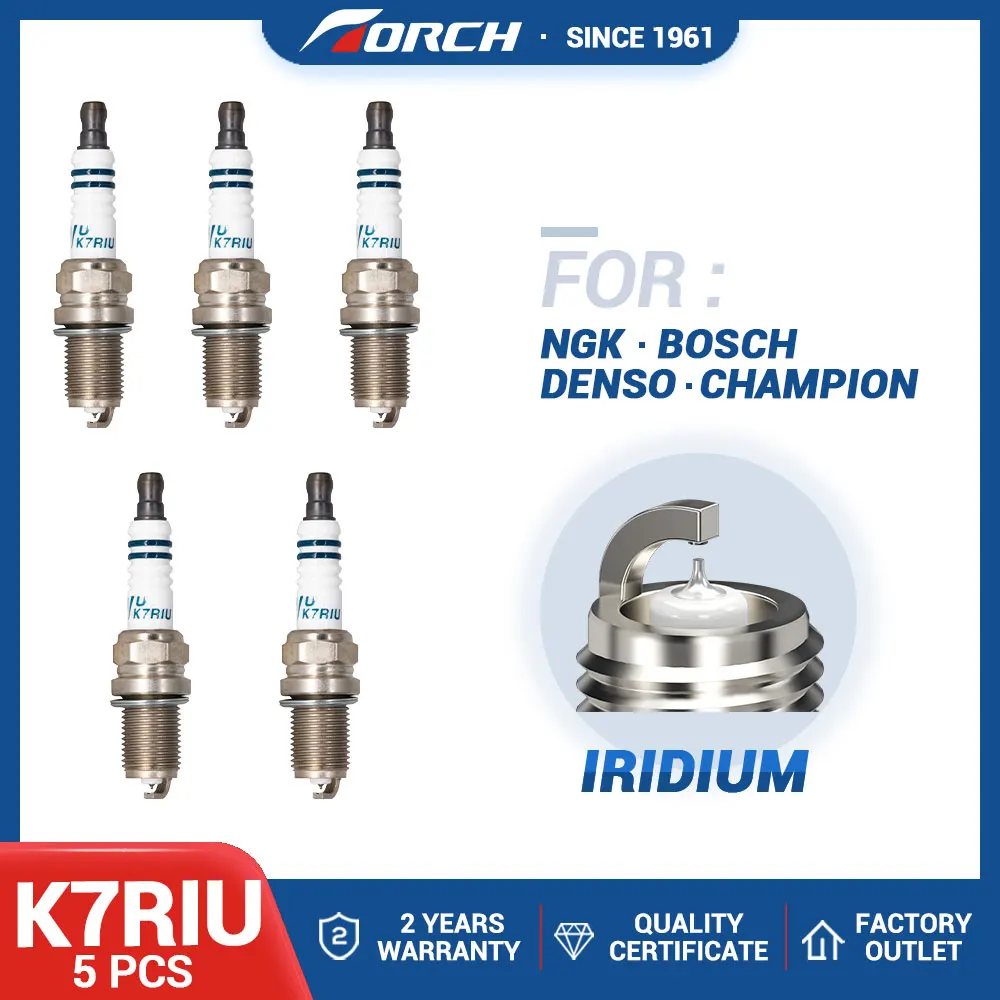 5PCS Iridium Spark Plugs TORCH K7RIU with U-groove Replace for Candles VAG 101000016AA PFR7B(4853) BKR7EIX(2667) Auto Parts
5PCS Iridium Spark Plugs TORCH K7RIU with U-groove Replace for Candles VAG 101000016AA PFR7B(4853) BKR7EIX(2667) Auto Parts