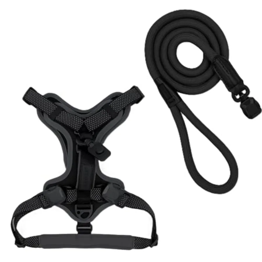 Quick Clip Dog Harness and Rope Leash Set, Black Medium Magnetic Buckle, Reflective, Control
Quick Clip Dog Harness and Rope Leash Set, Black Medium Magnetic Buckle, Reflective, Control