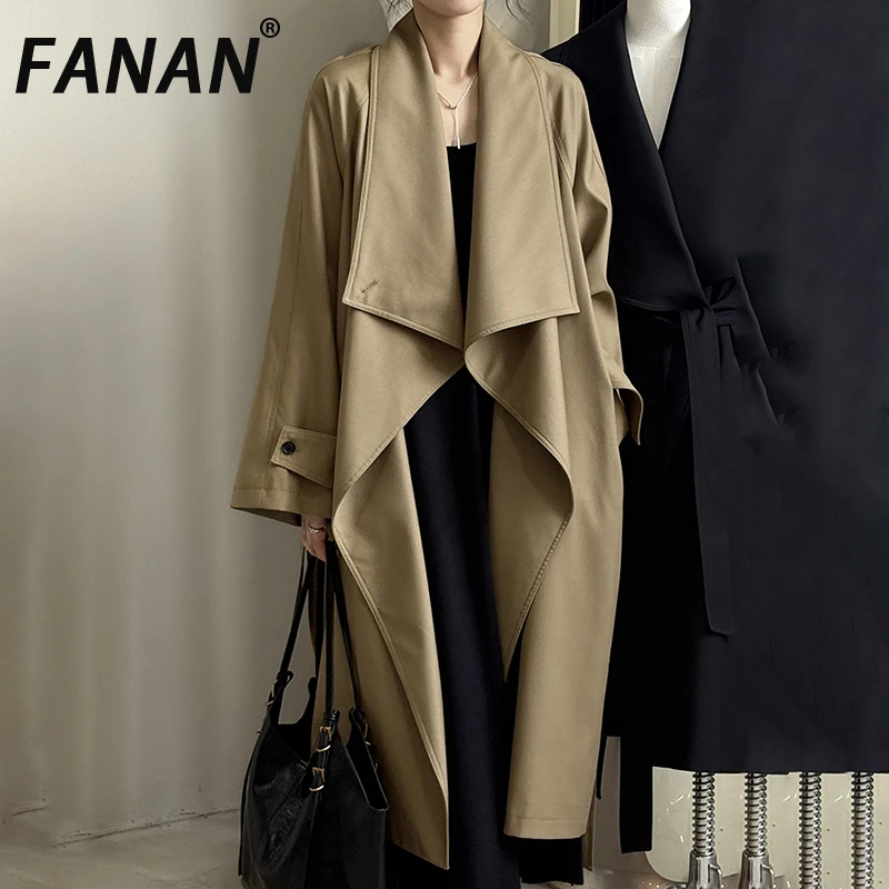 FANAN Women's Cardigan Trench Lapel Belt Gathered Waist Long Windbreaker Office Lady Temperament Coats Fashion 2025 Autumn New
FANAN Women's Cardigan Trench Lapel Belt Gathered Waist Long Windbreaker Office Lady Temperament Coats Fashion 2025 Autumn New