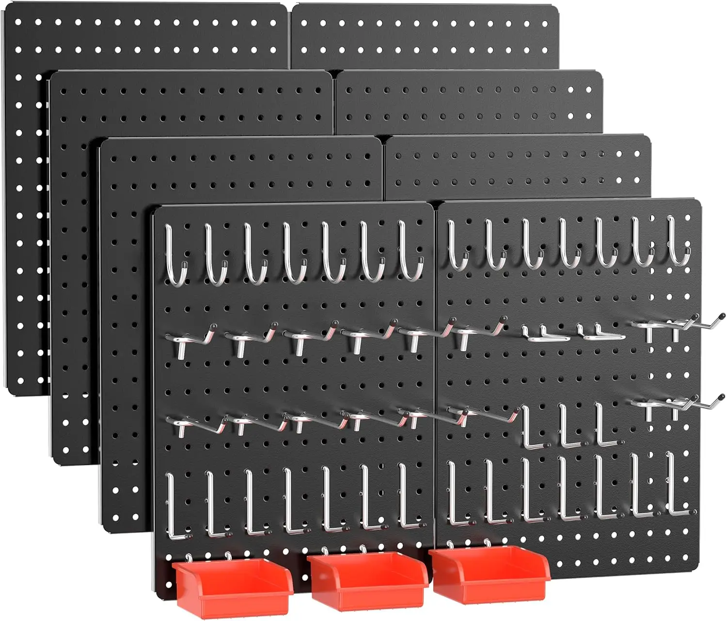 Heavy Duty Metal Pegboard Panels with Hooks, 8-Pack Black Organizer for Garage and Workshop, 60lbs Load Capacity
Heavy Duty Metal Pegboard Panels with Hooks, 8-Pack Black Organizer for Garage and Workshop, 60lbs Load Capacity