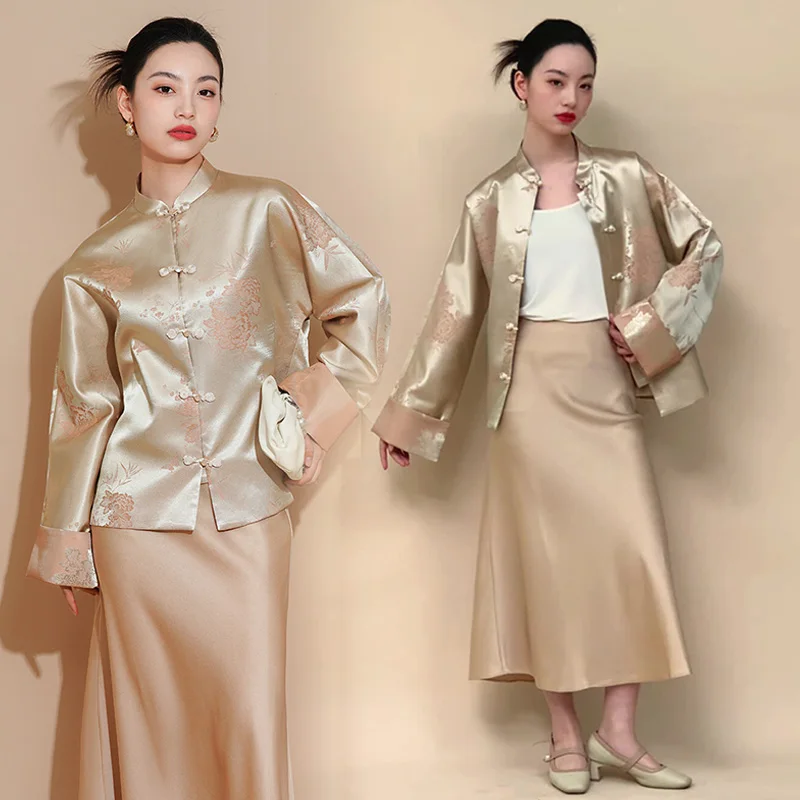 Women Chesongam Hanfu Jacket Luxury New Chinese Style Tang Clothes Summer Spring Outwear Gold Flower Print New Costume Gift
Women Chesongam Hanfu Jacket Luxury New Chinese Style Tang Clothes Summer Spring Outwear Gold Flower Print New Costume Gift