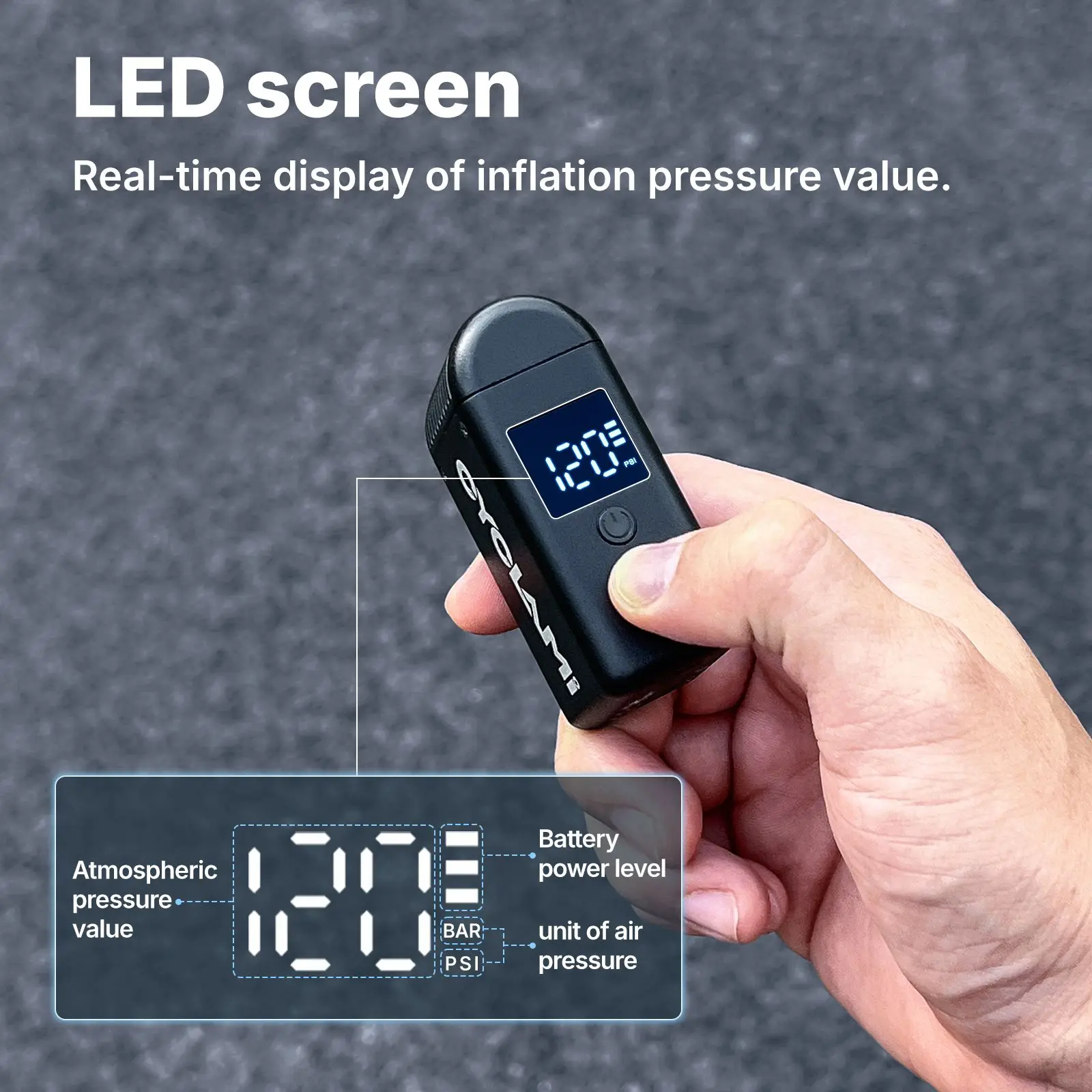 CYCLAMI 120 PSI A2-Mini Alloy Portable Bike Electric Pump 500mAh Fast High Air Compressor for Road MTB Schrader Presta Tire
CYCLAMI 120 PSI A2-Mini Alloy Portable Bike Electric Pump 500mAh Fast High Air Compressor for Road MTB Schrader Presta Tire