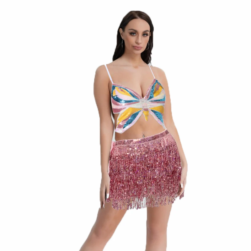 Women's Sexy Sequins Tassel Belly Skirts Set High Waist Shiny Hip Scarf Rave Festival Party Nightclub Dance Costume Dance Suit
Women's Sexy Sequins Tassel Belly Skirts Set High Waist Shiny Hip Scarf Rave Festival Party Nightclub Dance Costume Dance Suit