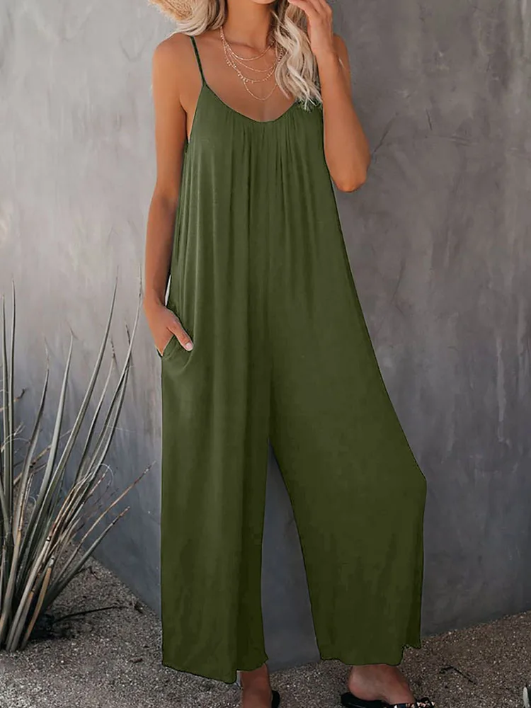VERGOODR Sleeveless Backless Long Pants Women Bohemian Loose Fit Spaghetti Strap Stretchy Pant Romper Jumpsuit with Pockets
VERGOODR Sleeveless Backless Long Pants Women Bohemian Loose Fit Spaghetti Strap Stretchy Pant Romper Jumpsuit with Pockets