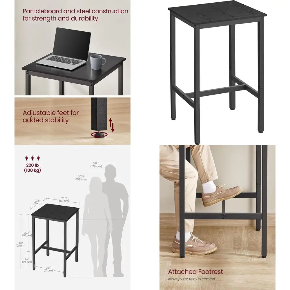 Sturdy Metal Bar Table for Kitchen or Living Room, 23.6 x 23.6 x 36.2, Ideal for Narrow Spaces, Ebony Black and Ink Black Finish
Sturdy Metal Bar Table for Kitchen or Living Room, 23.6 x 23.6 x 36.2, Ideal for Narrow Spaces, Ebony Black and Ink Black Finish