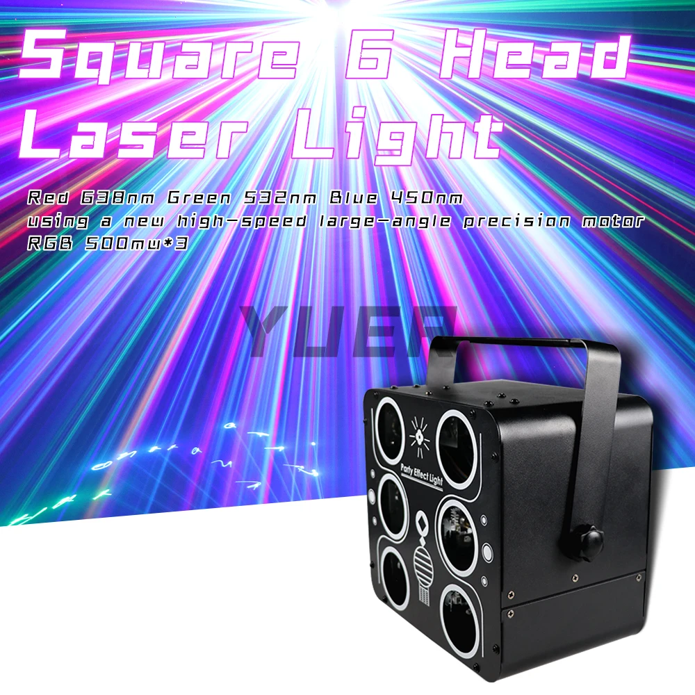 YUER Square 6 Head Beam Full Color Scanning Laser Light 10CH DMX DJ Disco RGB Stage Lighting Music Dance Party Bar Club Indoor
YUER Square 6 Head Beam Full Color Scanning Laser Light 10CH DMX DJ Disco RGB Stage Lighting Music Dance Party Bar Club Indoor