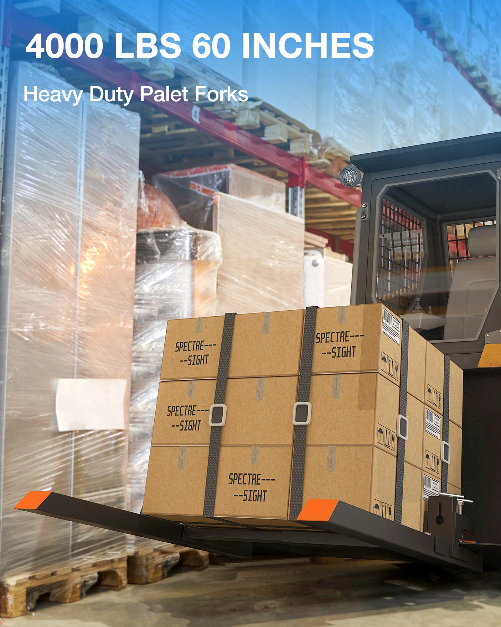 60 in Pallet Forks 4000 LBS Clamp-On Pallet Forks With Adjustable Stabilizer Bar, Tractor Heavy Duty Front Loader Forks for Skid
60 in Pallet Forks 4000 LBS Clamp-On Pallet Forks With Adjustable Stabilizer Bar, Tractor Heavy Duty Front Loader Forks for Skid