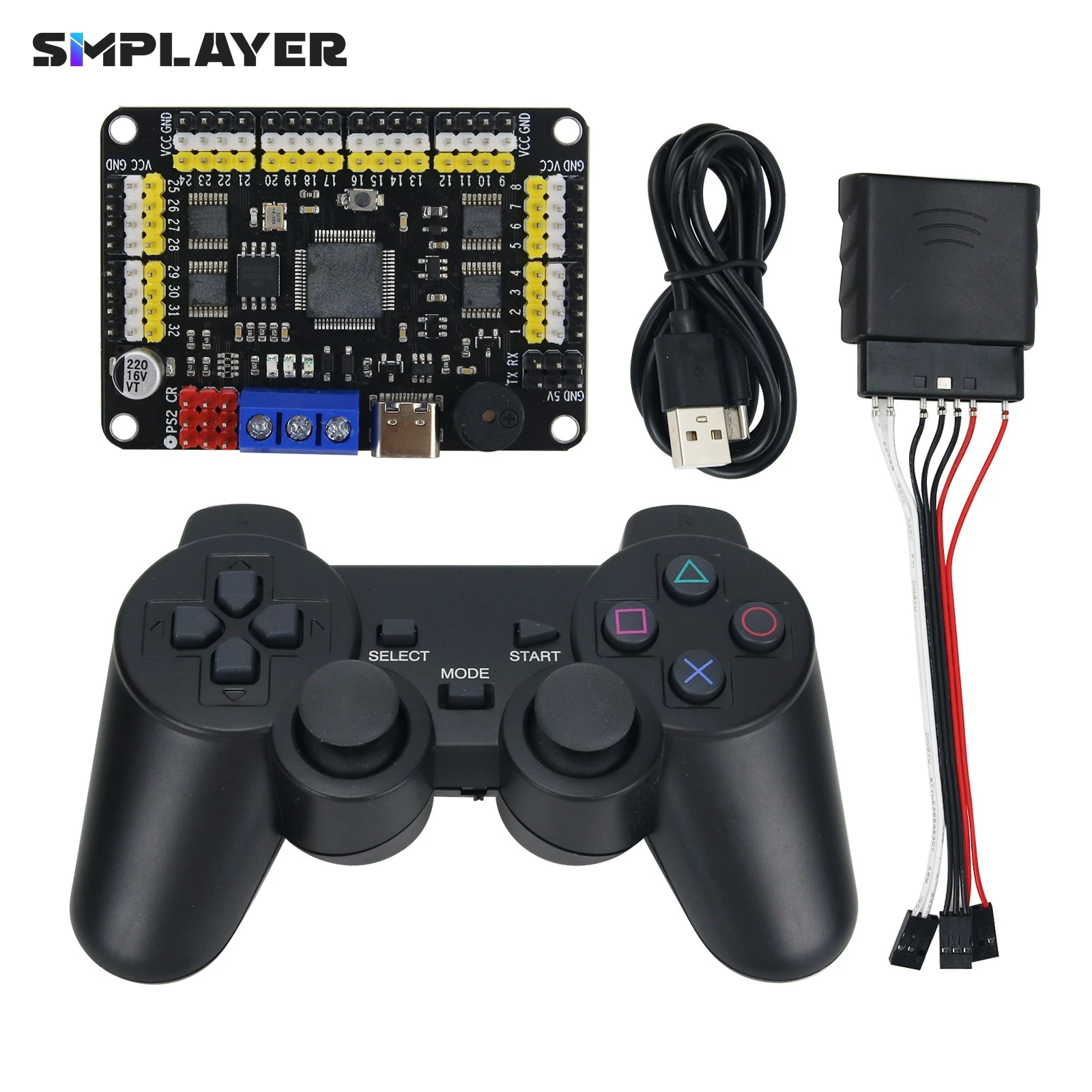 Simplayer 32 Channel Servo Control Board & Robot PS2 Controller & Receiver Handle for Robot DIY Platform
Simplayer 32 Channel Servo Control Board & Robot PS2 Controller & Receiver Handle for Robot DIY Platform