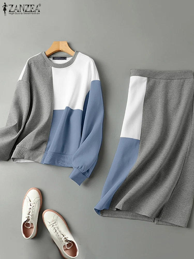 ZANZEA 2025 Spring Color Blocked Dress Sets Loose Casual Women Sweatshirt and Midi Skirt Elastic Waist Suits Everyday Tracksuits
ZANZEA 2025 Spring Color Blocked Dress Sets Loose Casual Women Sweatshirt and Midi Skirt Elastic Waist Suits Everyday Tracksuits