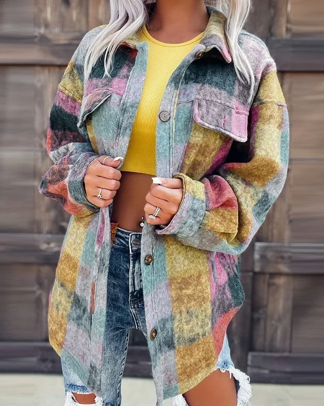 CPSYMYM Women's Jacket Autumn Multicolor Brushed Plaid Pocket Design Casual Turn-Down Collar Long Sleeve Daily Shacket C
CPSYMYM Women's Jacket Autumn Multicolor Brushed Plaid Pocket Design Casual Turn-Down Collar Long Sleeve Daily Shacket C