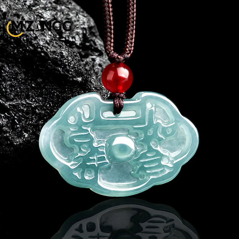 Genuine Natural A Goods Jadeite Blue Water Auspicious Lock Pendant Fashion Luxury Men's and Women's Necklace Gift
Genuine Natural A Goods Jadeite Blue Water Auspicious Lock Pendant Fashion Luxury Men's and Women's Necklace Gift