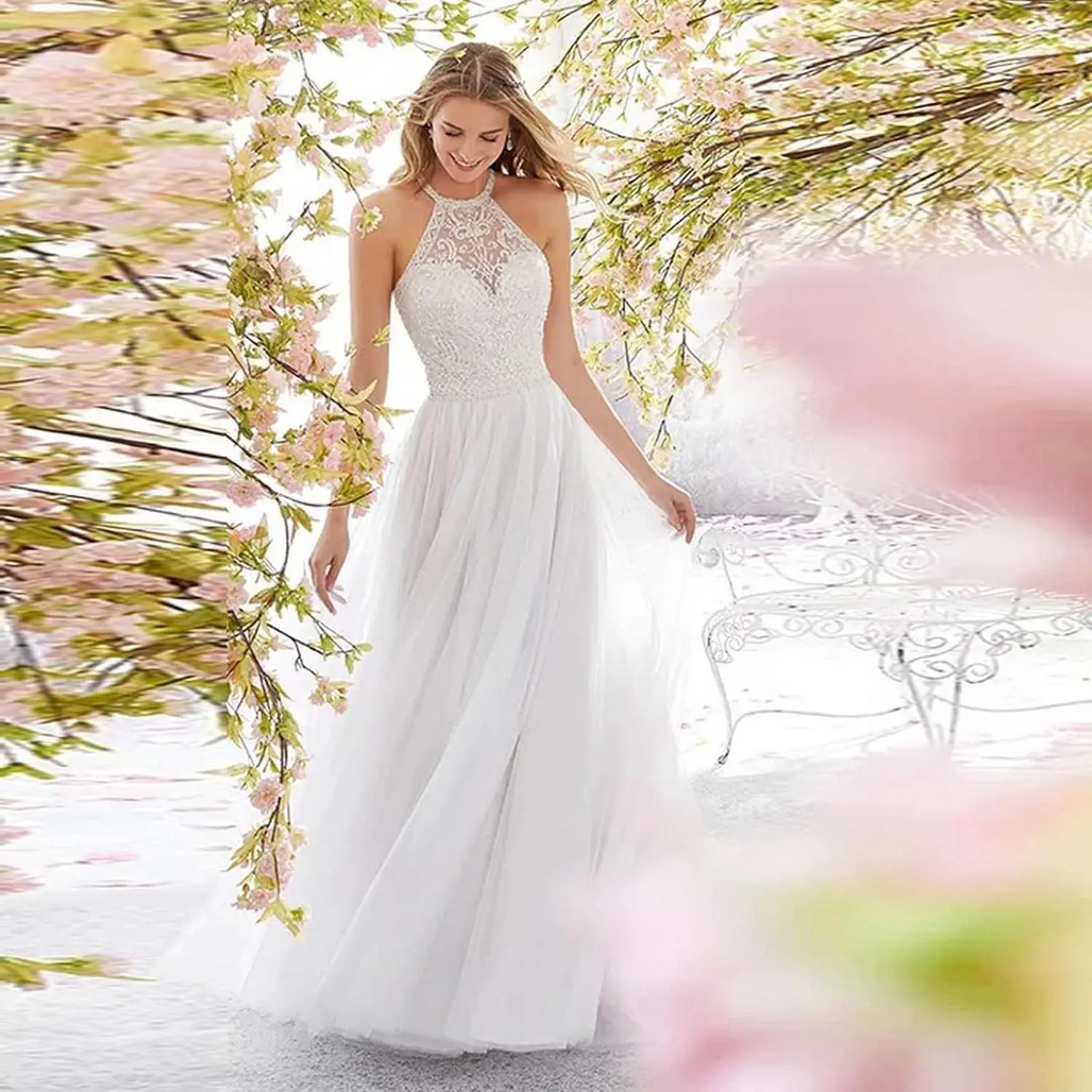 Customized A Line BOHO Women Wedding Dresses Halter Backless Bridal Gowns Formal Occasion robe de mariée
Customized A Line BOHO Women Wedding Dresses Halter Backless Bridal Gowns Formal Occasion robe de mariée