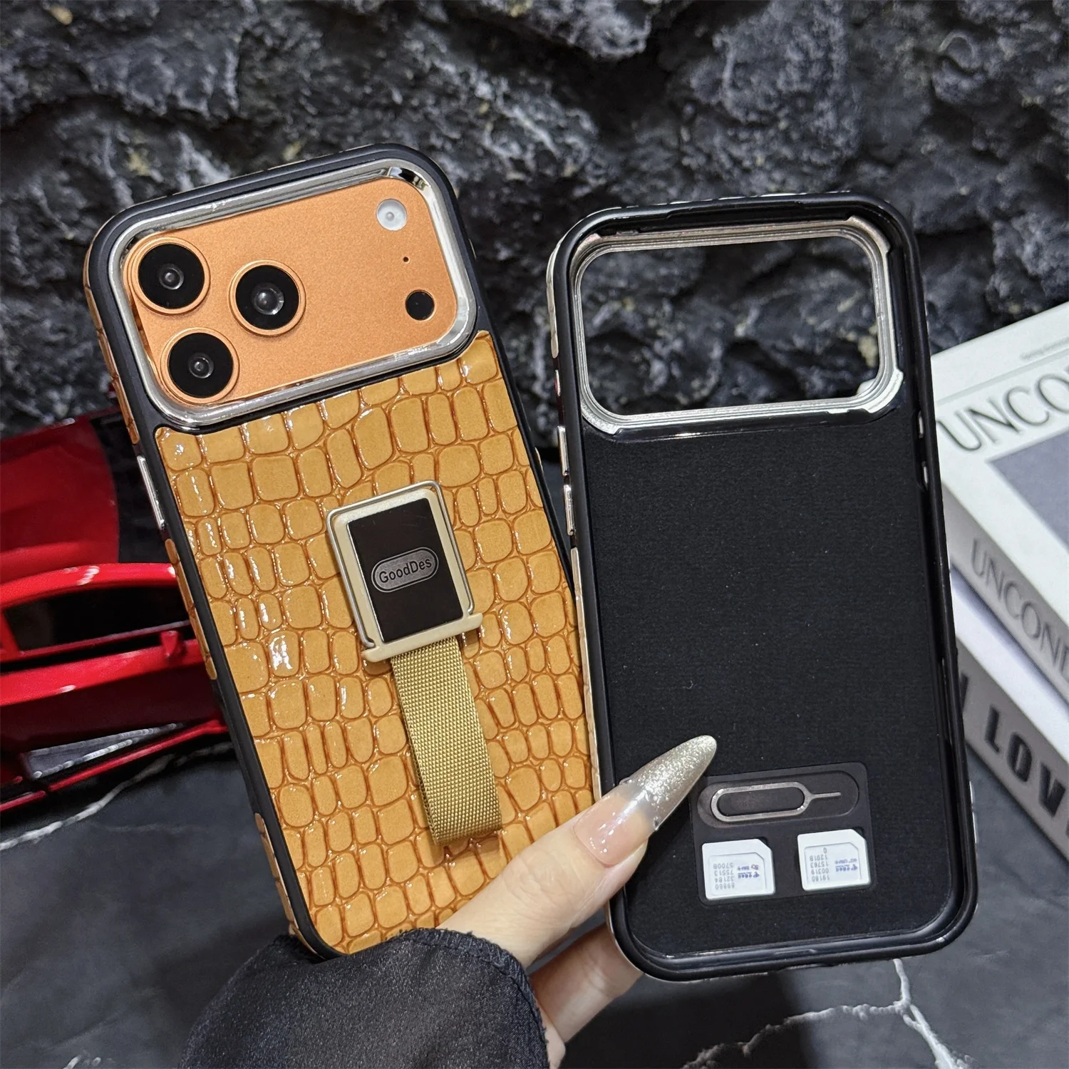 Portable Stone Pattern Handheld Grip Case for iPhone 17 Pro Max 13 14 15 16 17 Pro Woven Strap Case with Sim Card Holder Funda
Portable Stone Pattern Handheld Grip Case for iPhone 17 Pro Max 13 14 15 16 17 Pro Woven Strap Case with Sim Card Holder Funda