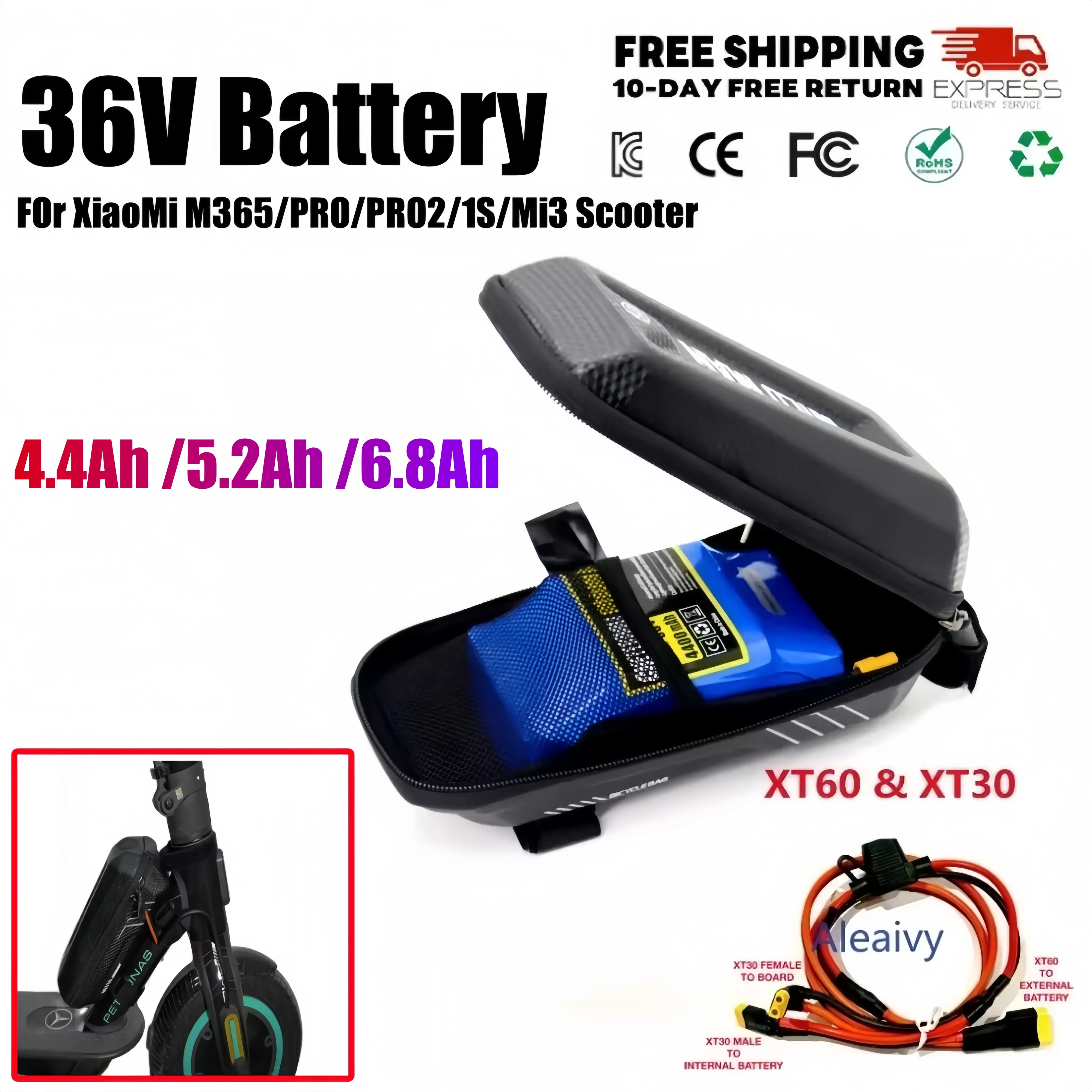36V Battery Pack 4.4Ah/6.8Ah for Xiaomi M365/Pro/PRO2/1S/Mi3 - Parallel Connection Kit with Expansion Battery & Storage Bag
36V Battery Pack 4.4Ah/6.8Ah for Xiaomi M365/Pro/PRO2/1S/Mi3 - Parallel Connection Kit with Expansion Battery & Storage Bag