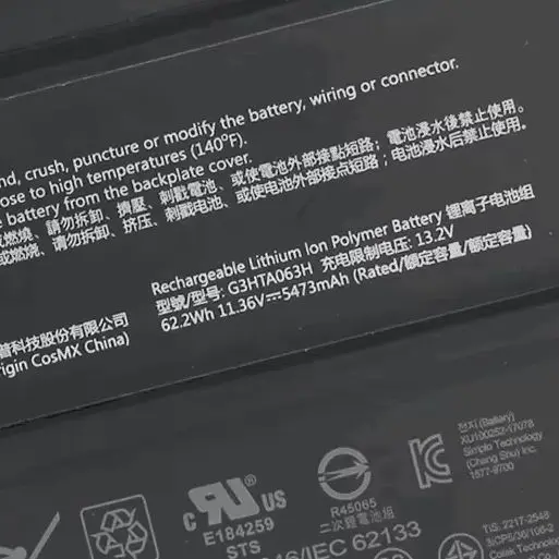 Новый аккумулятор для Microsoft Surface Book 3 15 дюймов G3HTA063H G3HTA062H с длительным сроком службы батареи 
Новый аккумулятор для Microsoft Surface Book 3 15 дюймов G3HTA063H G3HTA062H с длительным сроком службы батареи