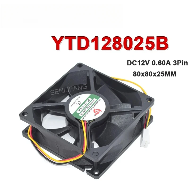 CHJNew For YINGTIAN 80*80*25MM YTD128025B 8CM 0.60A 3Lines DC12V Square Cooling Fan
CHJNew For YINGTIAN 80*80*25MM YTD128025B 8CM 0.60A 3Lines DC12V Square Cooling Fan