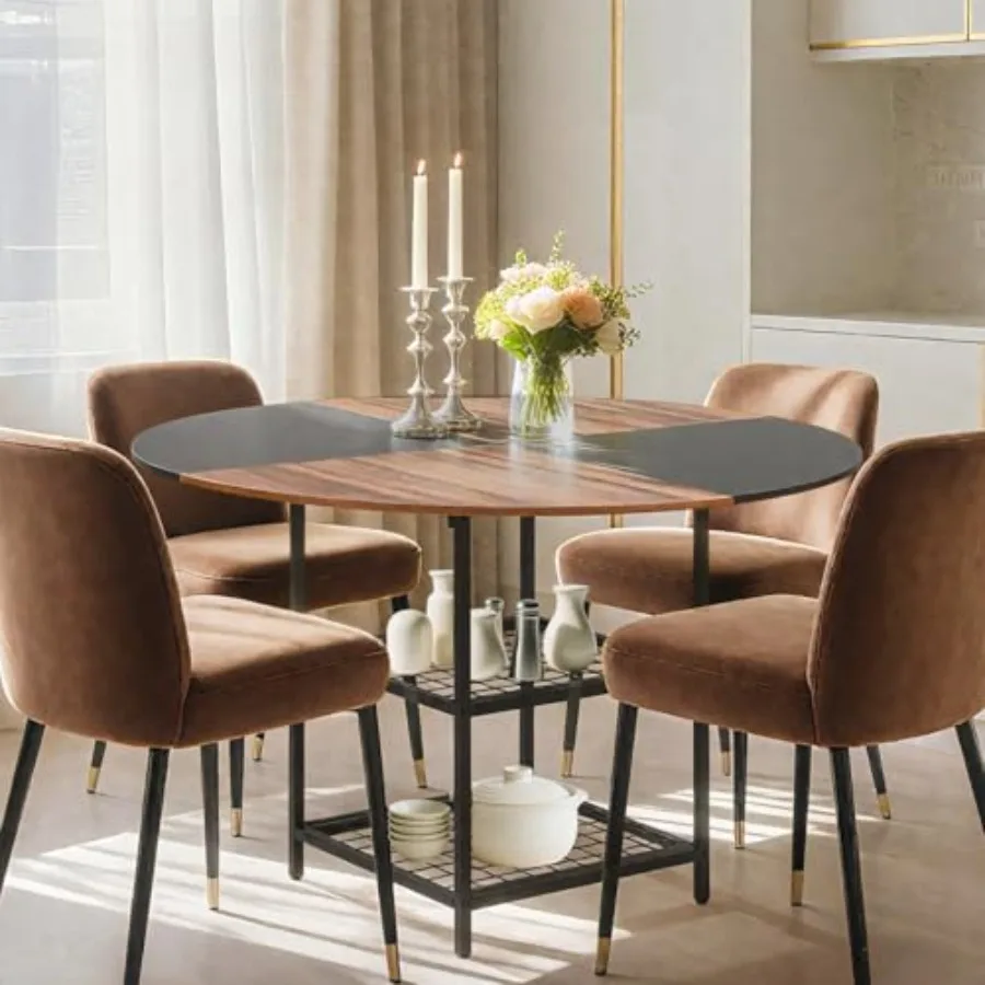 Round Dining Table for 4, Wood Kitchen Table with Storage Shelves, Farmhouse Dinner Table for Home Dining Room Kitchen Living R
Round Dining Table for 4, Wood Kitchen Table with Storage Shelves, Farmhouse Dinner Table for Home Dining Room Kitchen Living R